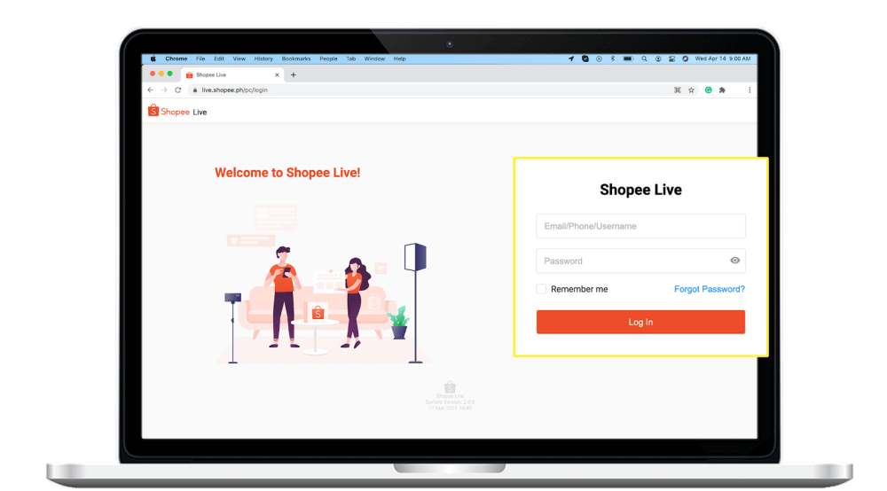 login shopee live via pc